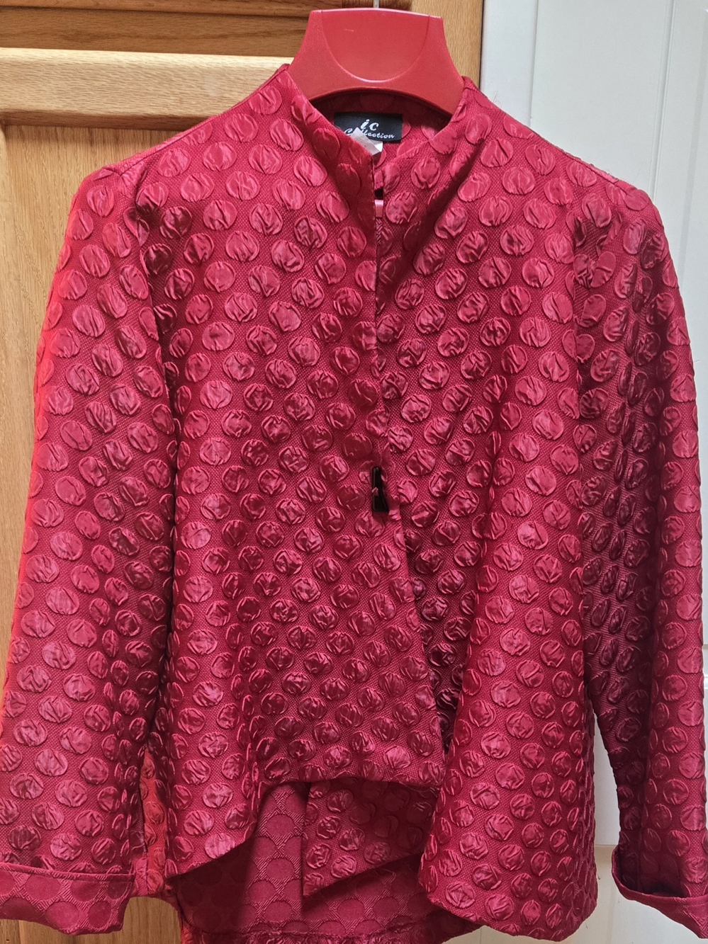 ic Collection Women's Red Textured Jacket - Picture 7 of 7